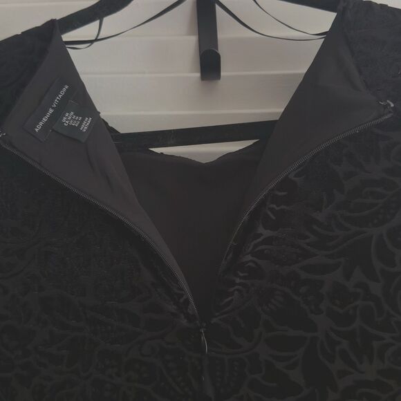 Adrienne Vittadini Black Velvet Burnout Sheath Whimsigoth Size Med Bell Sleeves - Picture 5 of 13